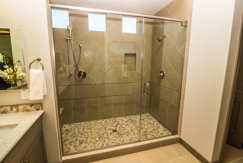 Walk-in Shower Featuring Recessed Shelves